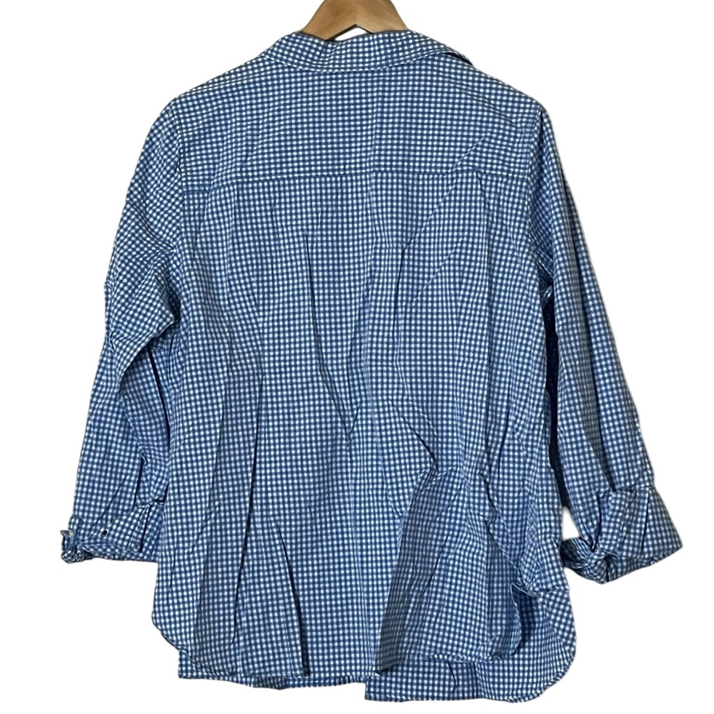 JCP | Blue/white checkered plaid cotton button down long sleeve shirt si… - Picture 6 of 12